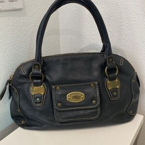 Vintage Michael Kors Dark Brown Pebbled Leather Brass Hardware Shoulder Bag